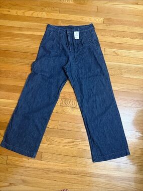 J. Crew High-Rise Wide-Leg Jeans in Dark Blue